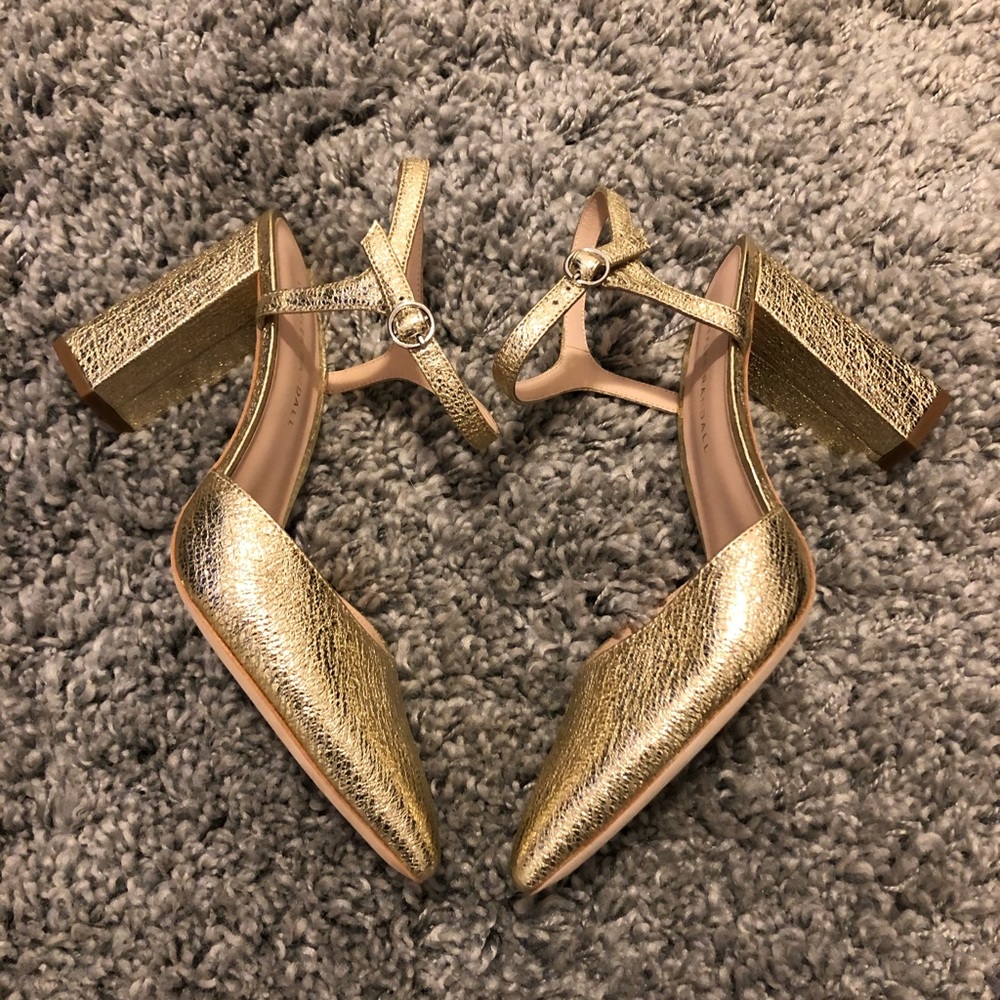 Loeffler Randall Leily Gold Ankle Strap Pump